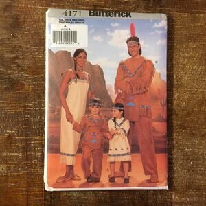 Butterick Sewing Pattern 4171 Mens Misses Kids Native American Indian UNCUT